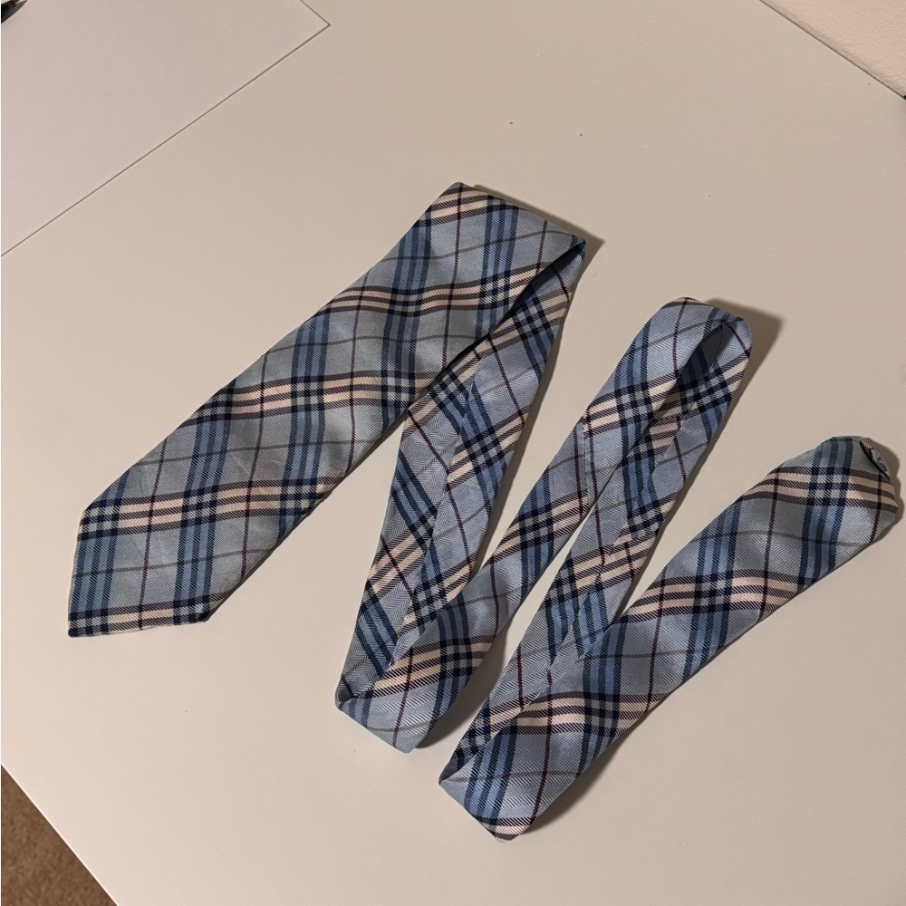 Burberry Blue Check Silk Tie